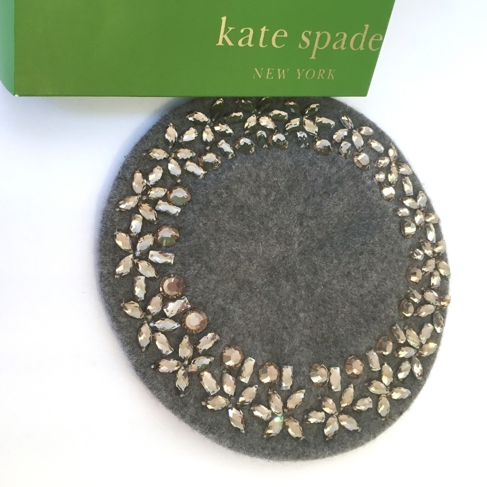 Kate Spade Kaleidoball Wool Beret Clear Rhinestone